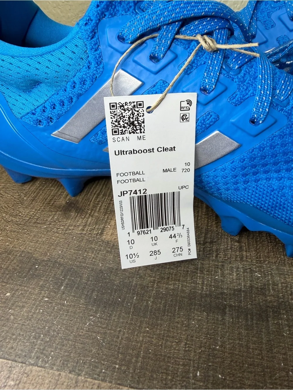 Adidas UltraBoost Cleats “Solar Blue” - Size 10.5 Men.